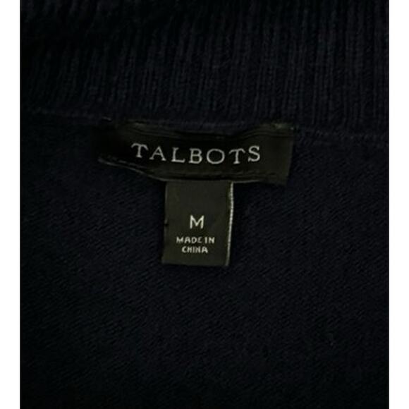 Talbots Womens Sweater Blue Christmas Holiday Red Truck Lambswool Blend Navy M - Picture 2 of 7